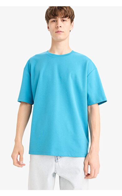 DeFacto Oversize Geniş Kalıp Bisiklet Yaka Kısa Kollu Tişört X3926AZ25SPBE833