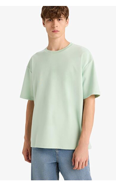 DeFacto Oversize Geniş Kalıp Bisiklet Yaka Kısa Kollu Tişört X3926AZ25SPGN1180