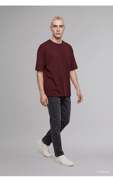 DeFacto Kırışmaz Pamuklu Nefes Alabilen Oversize Tişört Bordo