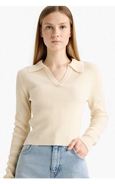 DeFacto Coool Slim Fit Dar Kesim Polo Yaka Triko Kazak X4929AZ25WNER105