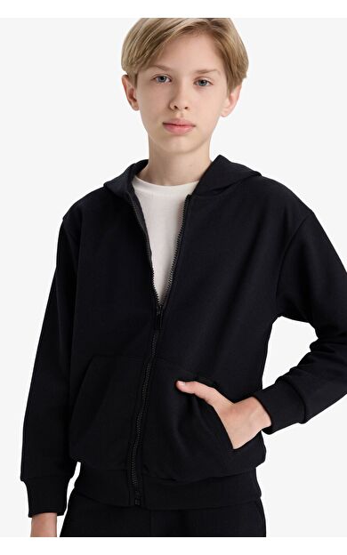 DeFacto Erkek Çocuk Kapüşonlu Fermuarlı Sweatshirt X5844A625AUBK81
