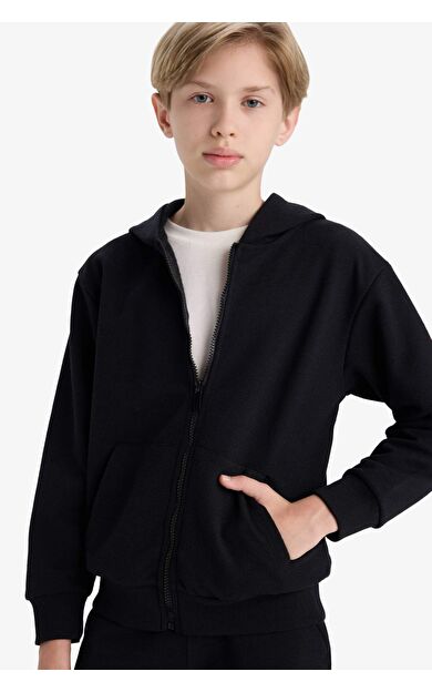 DeFacto Erkek Çocuk Kapüşonlu Fermuarlı Sweatshirt X5844A625AUBK81