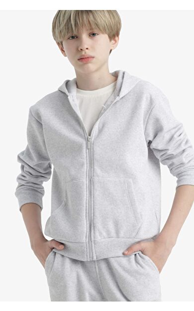 DeFacto Erkek Çocuk Kapüşonlu Fermuarlı Sweatshirt X5844A625AUGR400