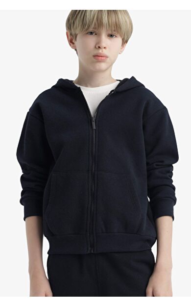 Erkek Çocuk Kapüşonlu Fermuarlı Sweatshirt