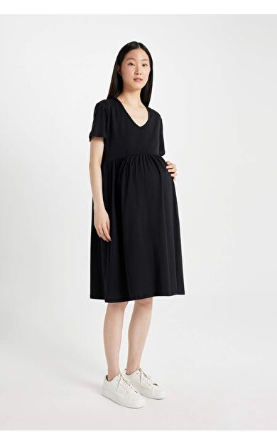 DeFactoFit Regular Fit Kısa Kollu Kısa Boy Hamile Elbise