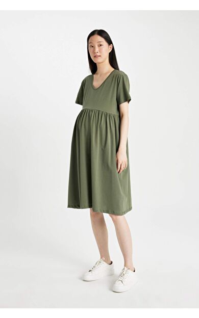 DeFactoFit Regular Fit Kısa Kollu Kısa Boy Hamile Elbise