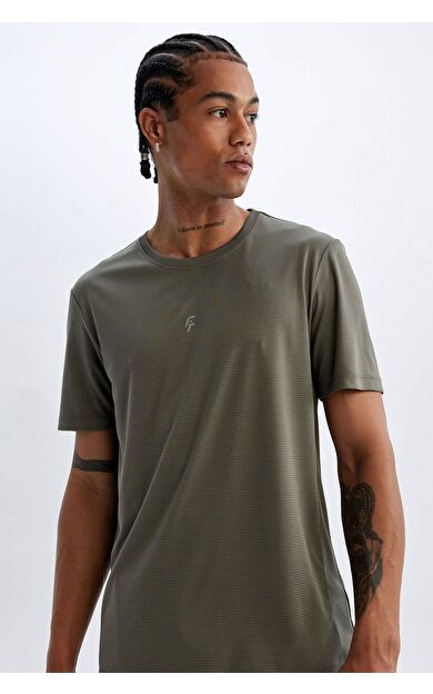 DeFacto DeFactoFit Slim Fit Bisiklet Yaka Baskılı Sporcu Kısa Kollu Tişört X6142AZ24AUKH398