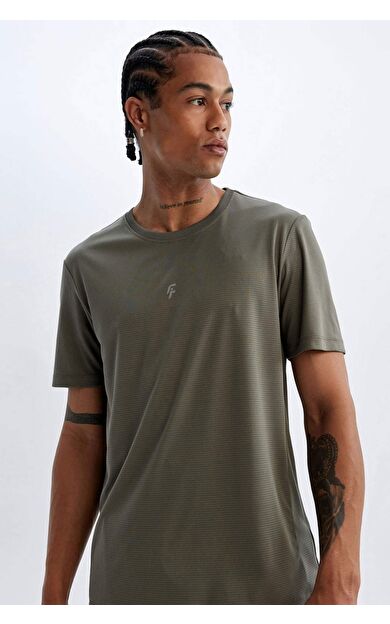 DeFacto DeFactoFit Slim Fit Bisiklet Yaka Baskılı Sporcu Kısa Kollu Tişört X6142AZ24AUKH398
