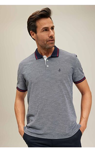 DeFacto Relax Fit Polo Yaka Kısa Kollu Tişört Lacivert