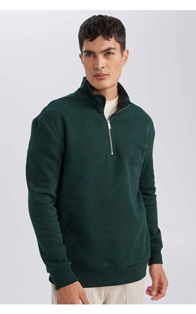 DeFacto Comfort Fit Dik Yaka Fermuarlı Kalın Sweatshirt X7405AZ24AUGN852