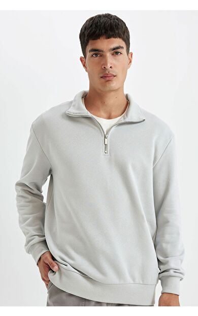 DeFacto Comfort Fit Dik Yaka Fermuarlı Kalın Sweatshirt X7405AZ24AUGR253