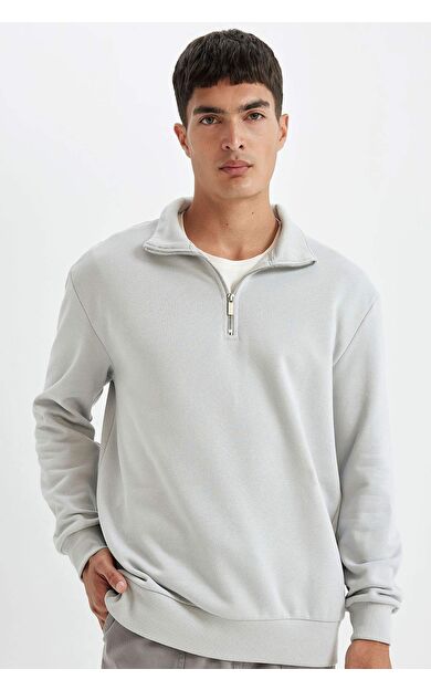 DeFacto Comfort Fit Dik Yaka Fermuarlı Kalın Sweatshirt X7405AZ24AUGR253