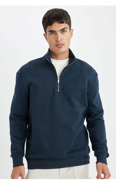 DeFacto Comfort Fit Dik Yaka Fermuarlı Kalın Sweatshirt X7405AZ24AUNV163
