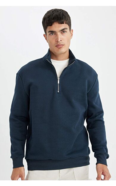 DeFacto Comfort Fit Dik Yaka Fermuarlı Kalın Sweatshirt X7405AZ24AUNV163