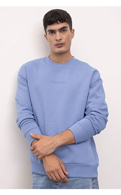 DeFacto Boxy Fit Bisiklet Yaka Baskılı Sweatshirt