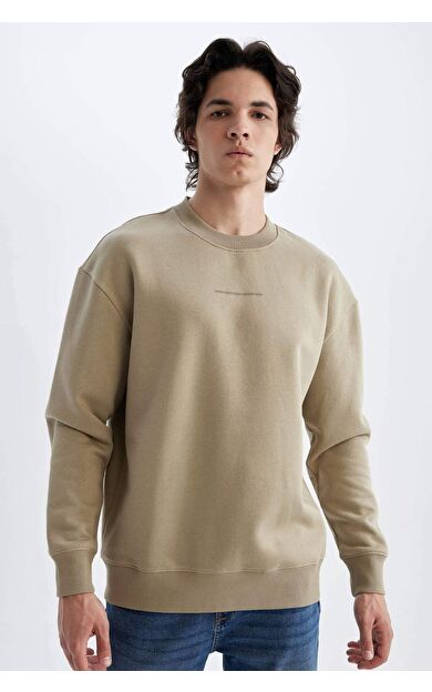 DeFacto Boxy Fit Bisiklet Yaka Baskılı Sweatshirt X8282AZ24AUBG311