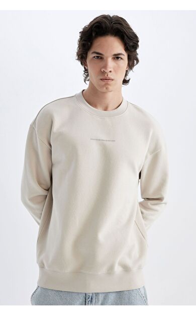DeFacto Boxy Fit Bisiklet Yaka Baskılı Sweatshirt X8282AZ24AUBG766