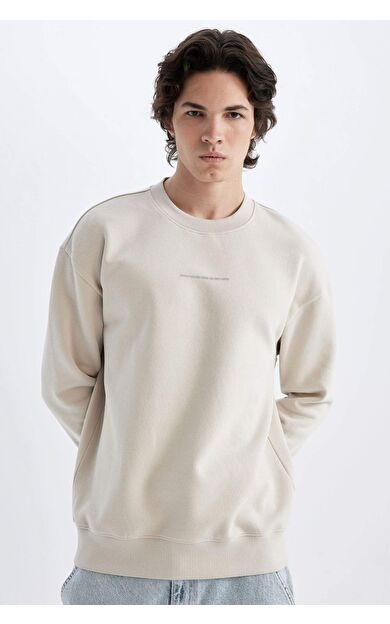 DeFacto Boxy Fit Bisiklet Yaka Baskılı Sweatshirt X8282AZ24AUBG766
