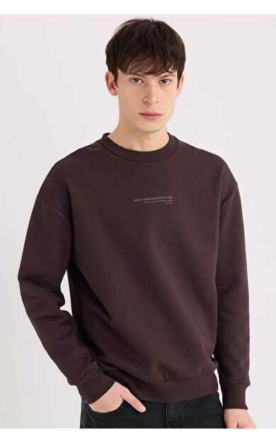 DeFacto Boxy Fit Bisiklet Yaka Baskılı Sweatshirt X8282AZ24AUBN337