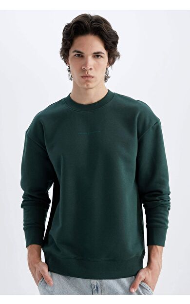 DeFacto Boxy Fit Bisiklet Yaka Baskılı Sweatshirt X8282AZ24AUGN536