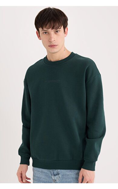 DeFacto Boxy Fit Bisiklet Yaka Baskılı Sweatshirt X8282AZ24AUGN919