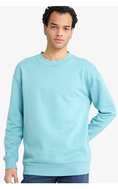 Boxy Fit Bisiklet Yaka Baskılı Sweatshirt X8282AZ25AUGN203