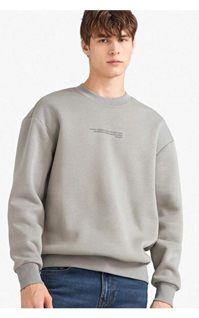 Boxy Fit Bisiklet Yaka Baskılı Sweatshirt X8282AZ25AUGR169