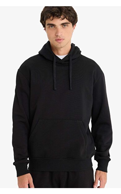 DeFacto Regular Fit Kapüşonlu Basic Düz Sweatshirt