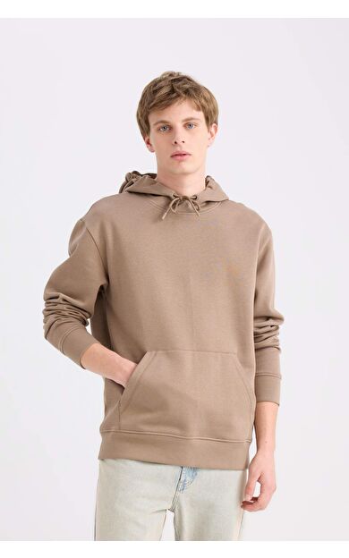 DeFacto Regular Fit Kapüşonlu Kanguru Cepli Basic Düz Sweatshirt X8283AZ25SPBN229