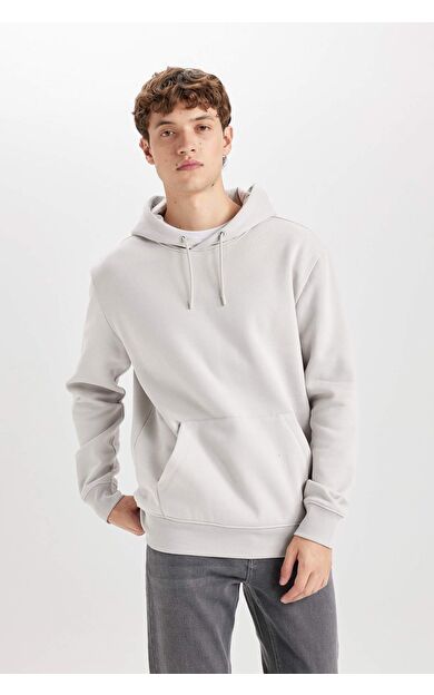 DeFacto Regular Fit Kapüşonlu Kanguru Cepli Basic Düz Sweatshirt X8283AZ25SPGR184
