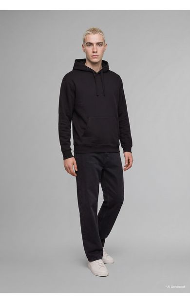 DeFacto Regular Fıt Kapüşonlu Sweatshirt Siyah