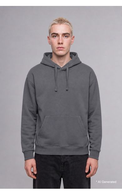 DeFacto Regular Fit Kapüşonlu İçi Yumuşak Tüylü Kanguru Cepli Basic Sweatshirt Gri