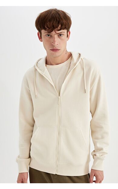 DeFacto Regular Fit Kapüşonlu İçi Yumuşak Tüylü Fermuarlı Sweatshirt X8331AZ24AUBG700