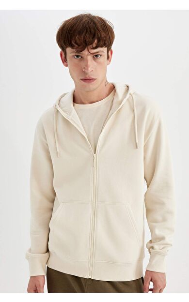 DeFacto Regular Fit Kapüşonlu İçi Yumuşak Tüylü Fermuarlı Sweatshirt X8331AZ24AUBG700