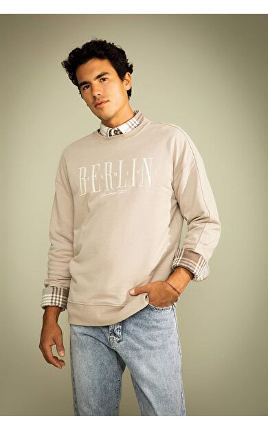 DeFacto Coool Comfort Fit Bisiklet Yaka Sweatshirt Kumaşı Sweatshirt