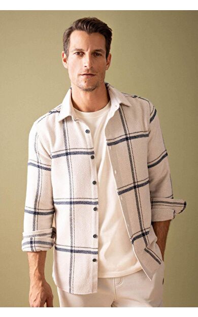 DeFacto Modern Fit Polo Yaka Oduncu Uzun Kollu Gömlek Y1692AZ24WNBG74