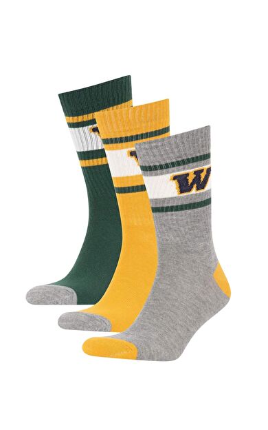 DeFacto Erkek Pamuklu 3'lü Uzun Çorap Çok Renkli Y2597AZNSKR1