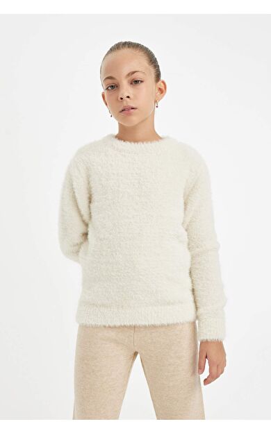 DeFacto Kız Çocuk Regular Fit Bisiklet Yaka Triko Kazak Y2640A624WNER105