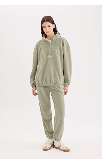DeFacto Standart Fit Beli Bağcıklı Lastikli Paça Cepli Baskılı Uzun Boy Polar Eşofman Altı Y2650AZ24WNKH382