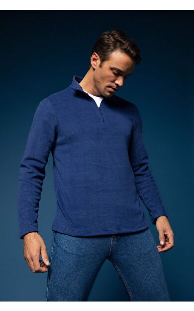 DeFacto Regular Fit Fermuarlı Dik Yaka Yarım Fermuarlı Polar Sweatshirt