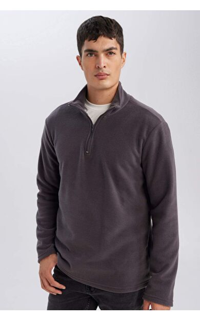 DeFacto Regular Fit Dik Yaka Fermuarlı Polar Sweatshirt Y3996AZNSAR126
