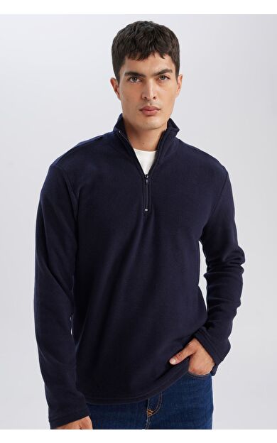 DeFacto Regular Fit Dik Yaka Fermuarlı Polar Sweatshirt Y3996AZNSNV28