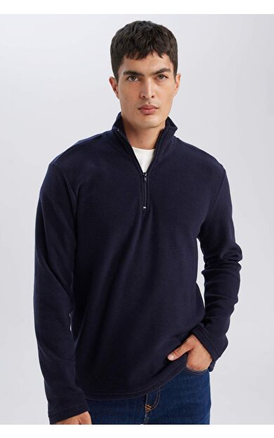 DeFacto Regular Fit Dik Yaka Fermuarlı Polar Sweatshirt Y3996AZNSNV28