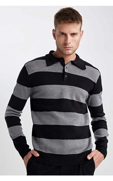 DeFacto Standart Fit Polo Yaka Triko Kazak