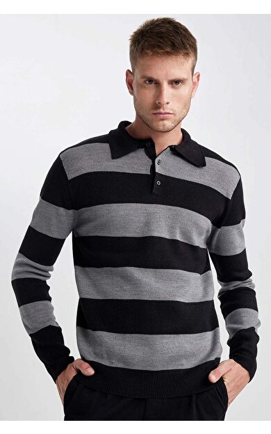 DeFacto Standart Fit Polo Yaka Triko Kazak