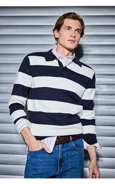 DeFacto Standart Fit Polo Yaka Triko Kazak Y4194AZ25WNNV64