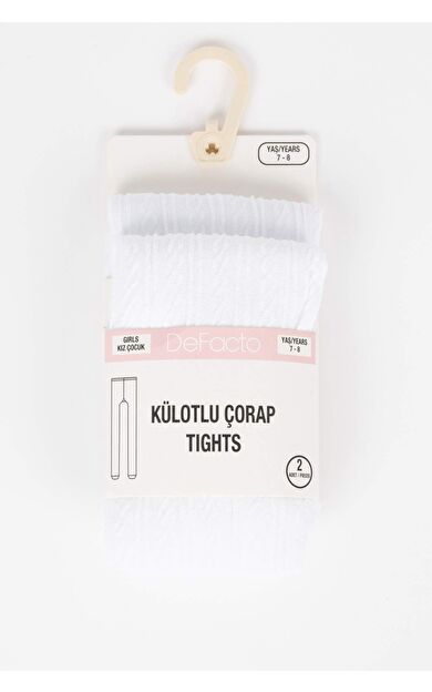 DeFacto Kız Çocuk 2'li Külotlu Çorap Beyaz