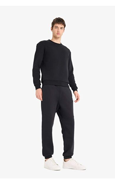 Regular Fit Beli Bağcıklı Fermuar Cepli Eşofman Altı Y5511AZ25AUBK81