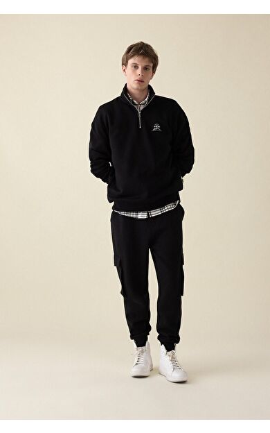 DeFacto DeFactoFit Regular Fit Kargo Cepli Esnek Paça Eşofman Altı Y5533AZ24AUBK81