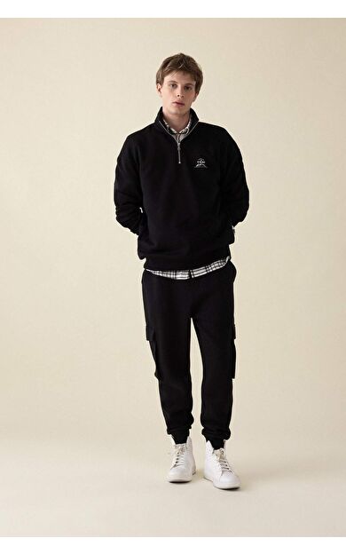 DeFacto DeFactoFit Regular Fit Kargo Cepli Esnek Paça Eşofman Altı Y5533AZ24AUBK81